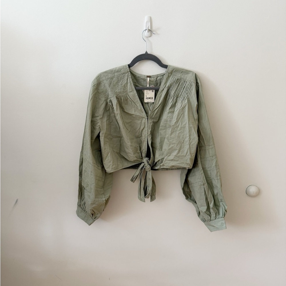 Free people green front tie top